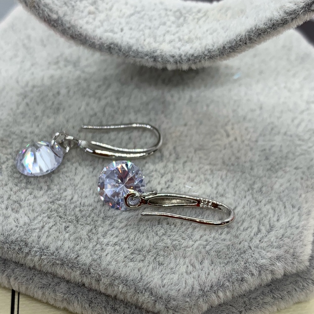 Sterling Silver CZ Drop Earrings - Picture 2 of 5